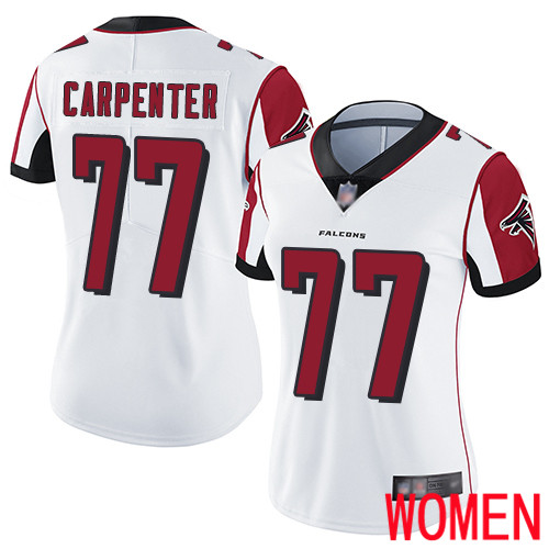 Atlanta Falcons Limited White Women James Carpenter Road Jersey NFL Football #77 Vapor Untouchable->women nfl jersey->Women Jersey